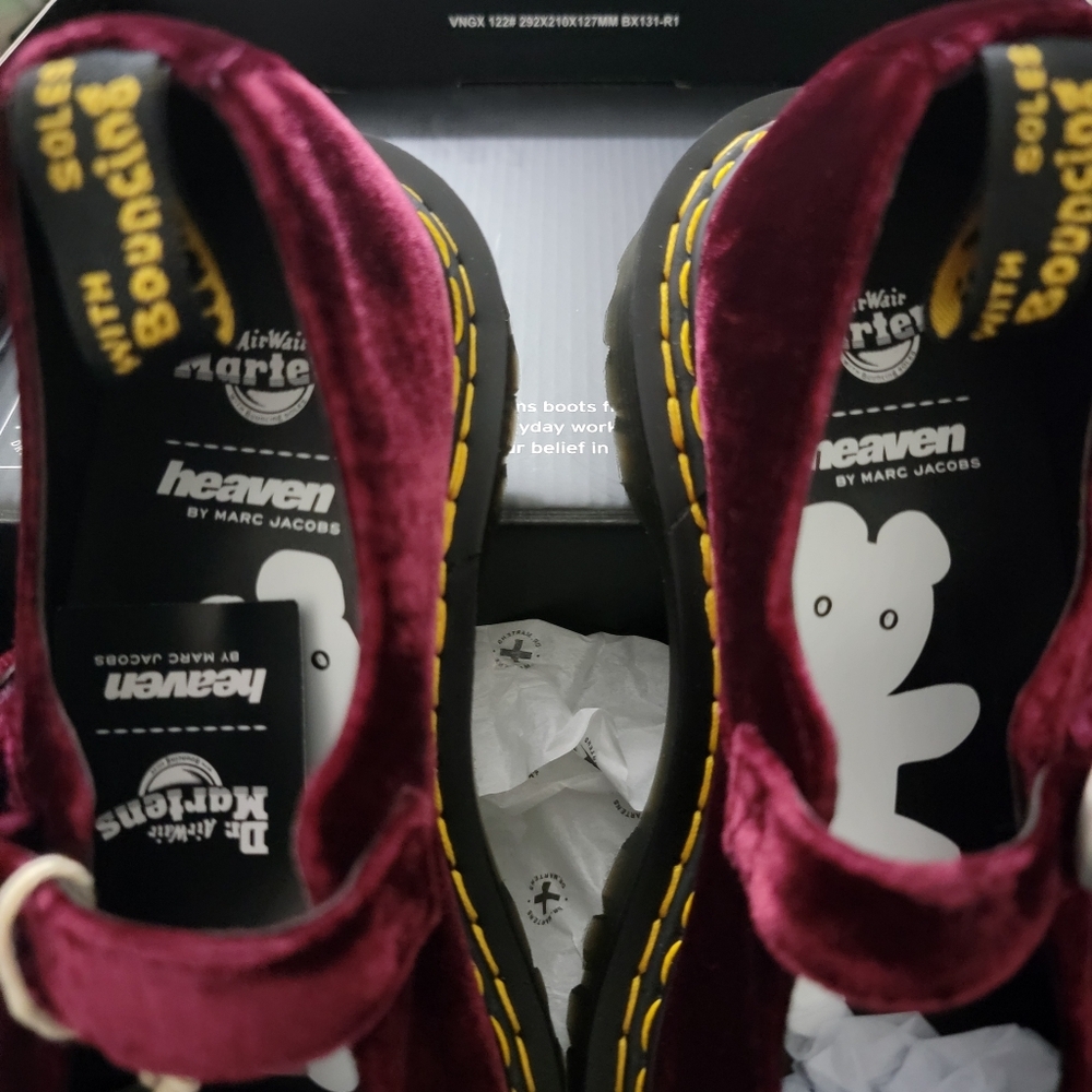 Dr. Martens Addina Heaven by Marc Jacobs Velvet Shoes in Cherry Red 8 NWT - Picture 6 of 9